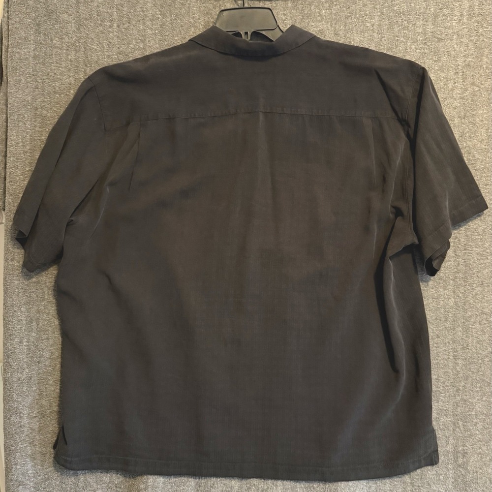 Tommy Bahama Men's Short Sleeve 100% Black Silk Embroidered Button-Up Shirt XXL - Picture 4 of 7